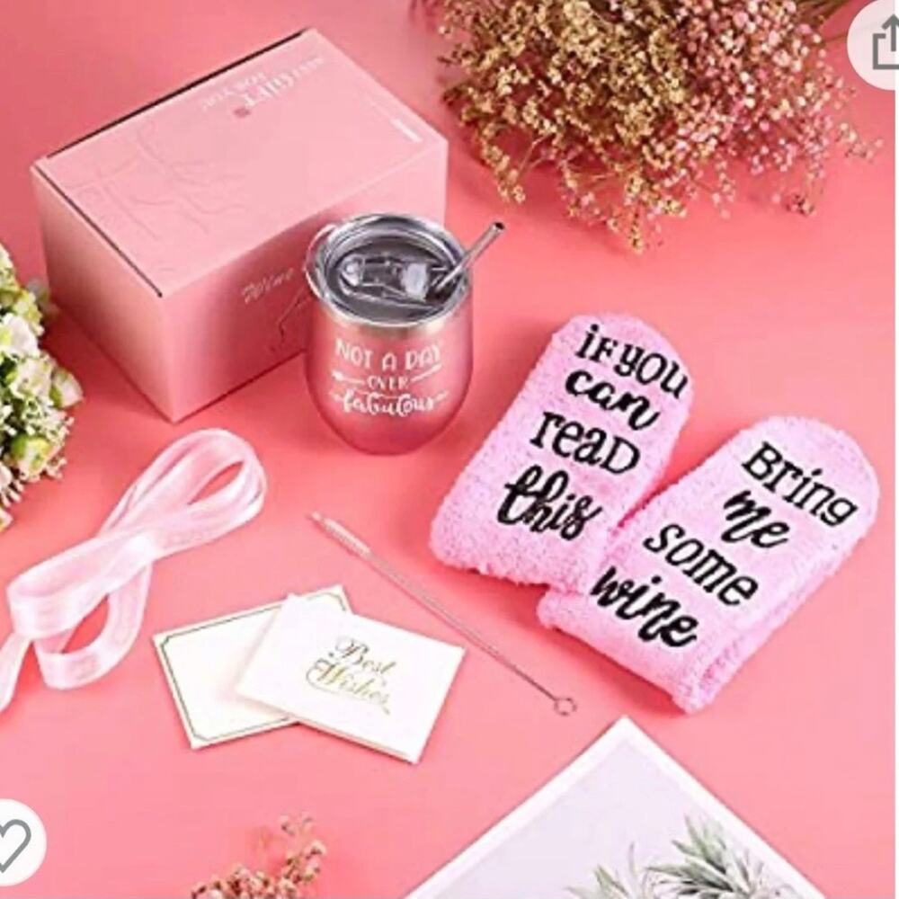 Womens Gift Set Box  Special person get well feel better wine tumbler socks